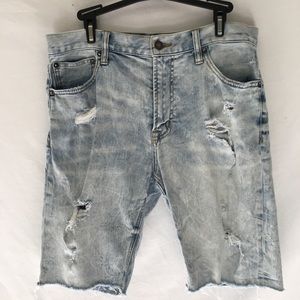 Men’s AEO Acid Wash Distresses Denim Shorts
